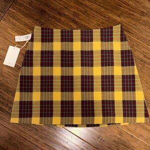 BRAND NEW Wilfred Vibrant Yellow and Black Plaid Mini Skirt